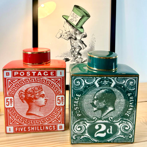 Postage Stamp Lidded Jar