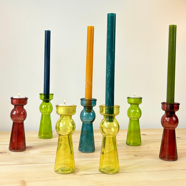 Versatile Coloured Glass Candle Holder