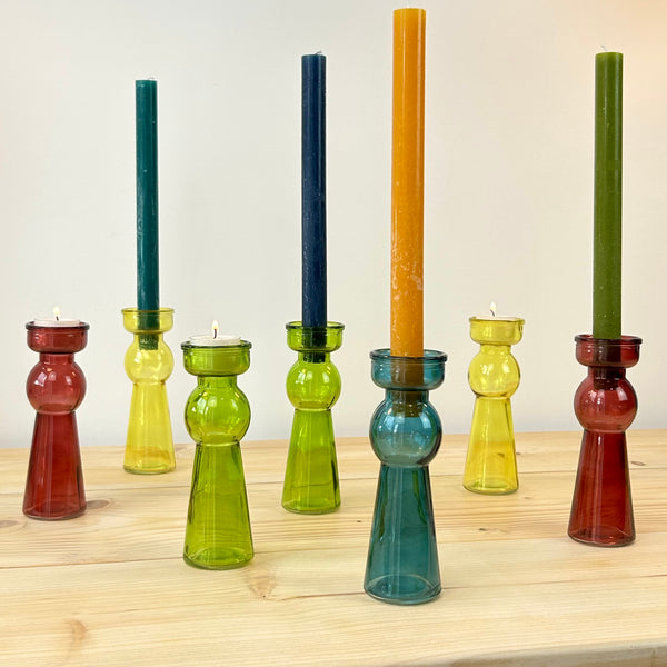 Versatile Coloured Glass Candle Holder