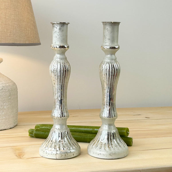 Antiqued Glass Candle Holder