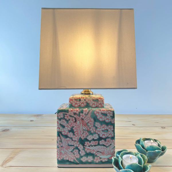 Japanese Blossom Patterned Lamp with Shade