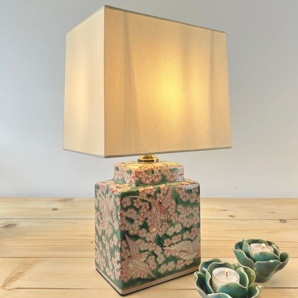 Japanese Blossom Patterned Lamp with Shade