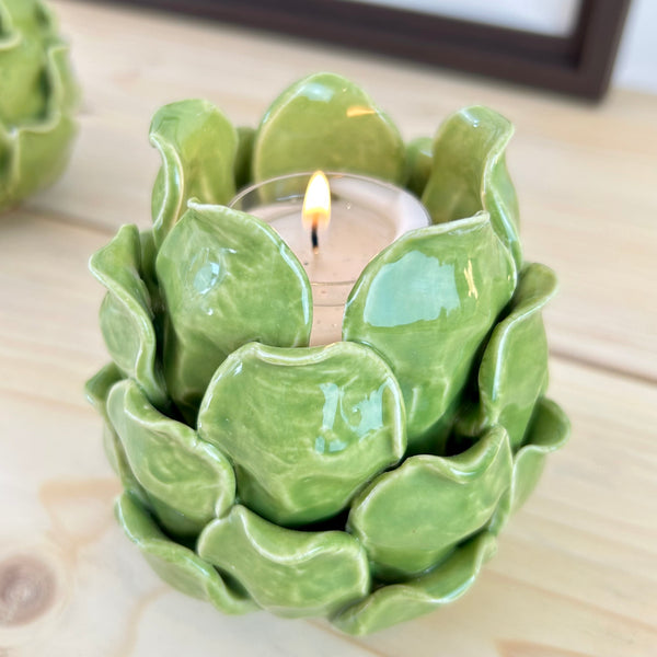 Ceramic Artichoke Tea Light Holder