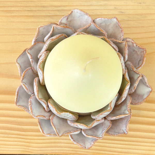 Rustic Ceramic FLower Tea Light Holder