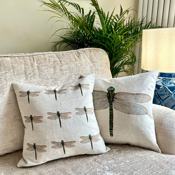 Linen Multiple Dragonfly Print Cushion