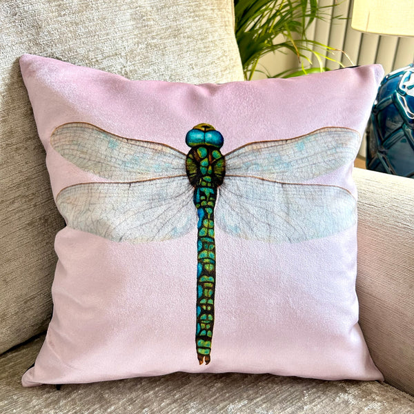 Velvet Dragonfly Cushion Grey