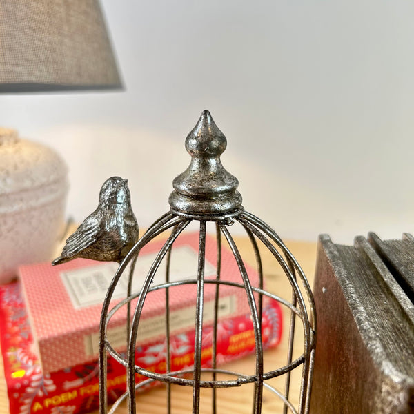 Cat and Birdcage Bookends