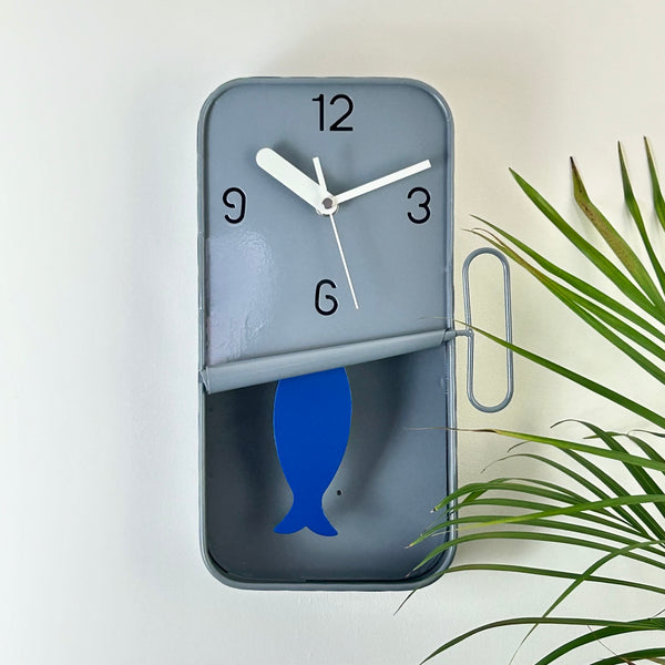 Blue Sardine Tin Clock