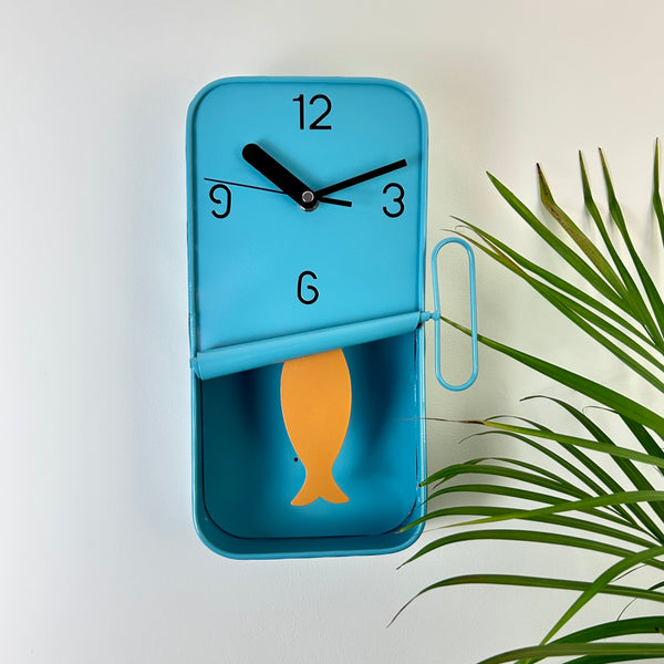Grey Sardine Tin Clock