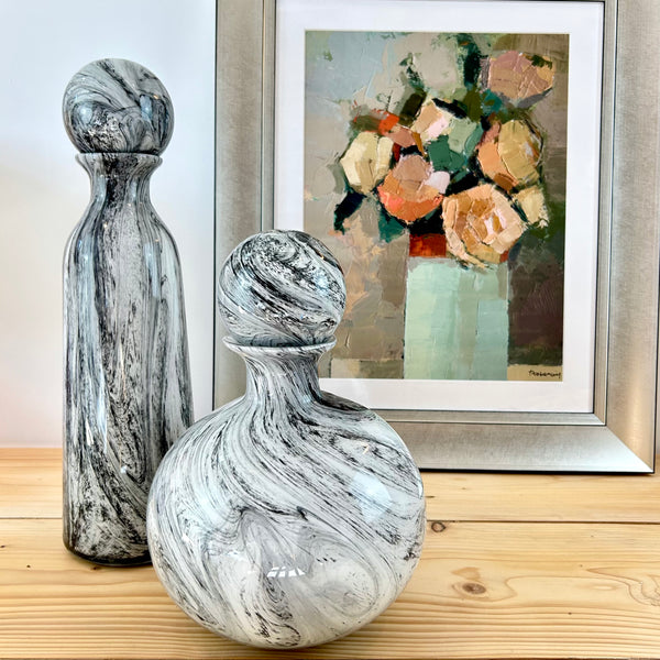 Hand Blown Marble Glass Bottle