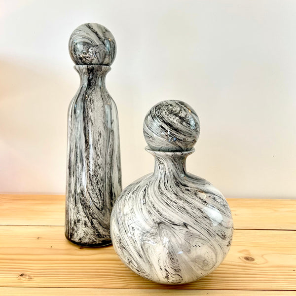 Hand Blown Marble Glass Bottle