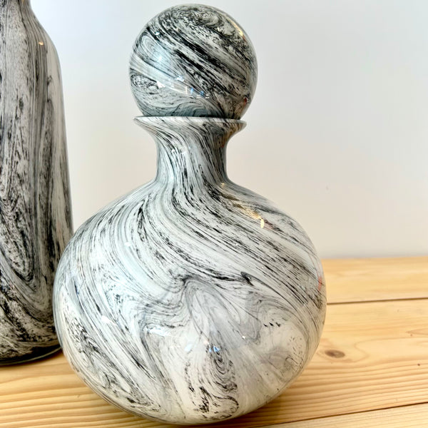 Hand Blown Marble Glass Bottle
