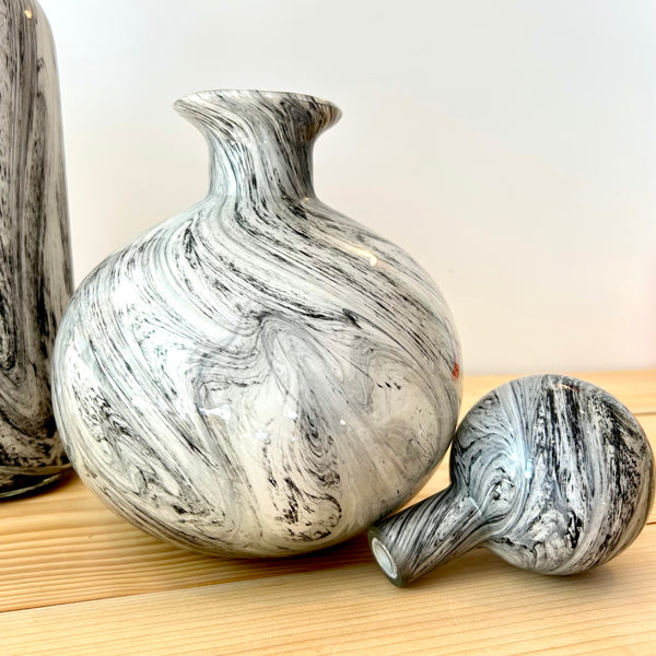 Hand Blown Marble Glass Bottle