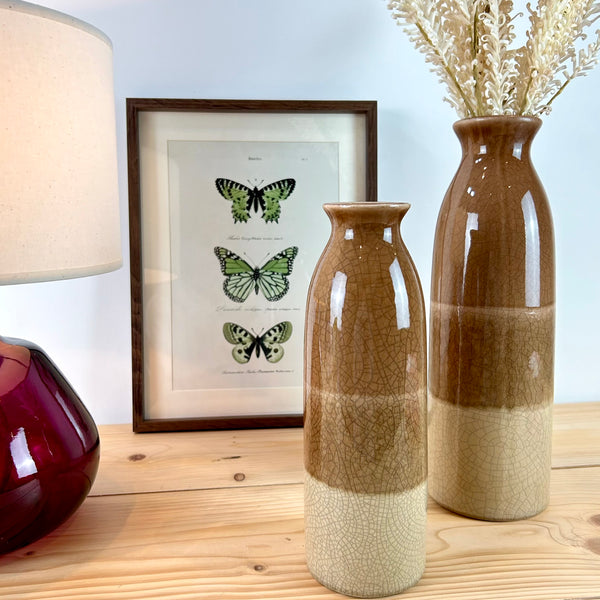 Neutral Crackle Glaze Bottle Vase