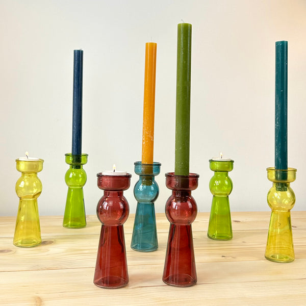 Versatile Coloured Glass Candle Holder