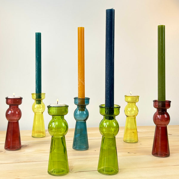 Versatile Coloured Glass Candle Holder