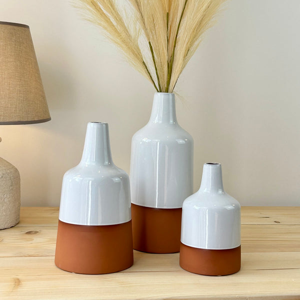 Tavira Ceramic and Terracotta Bottle Vase