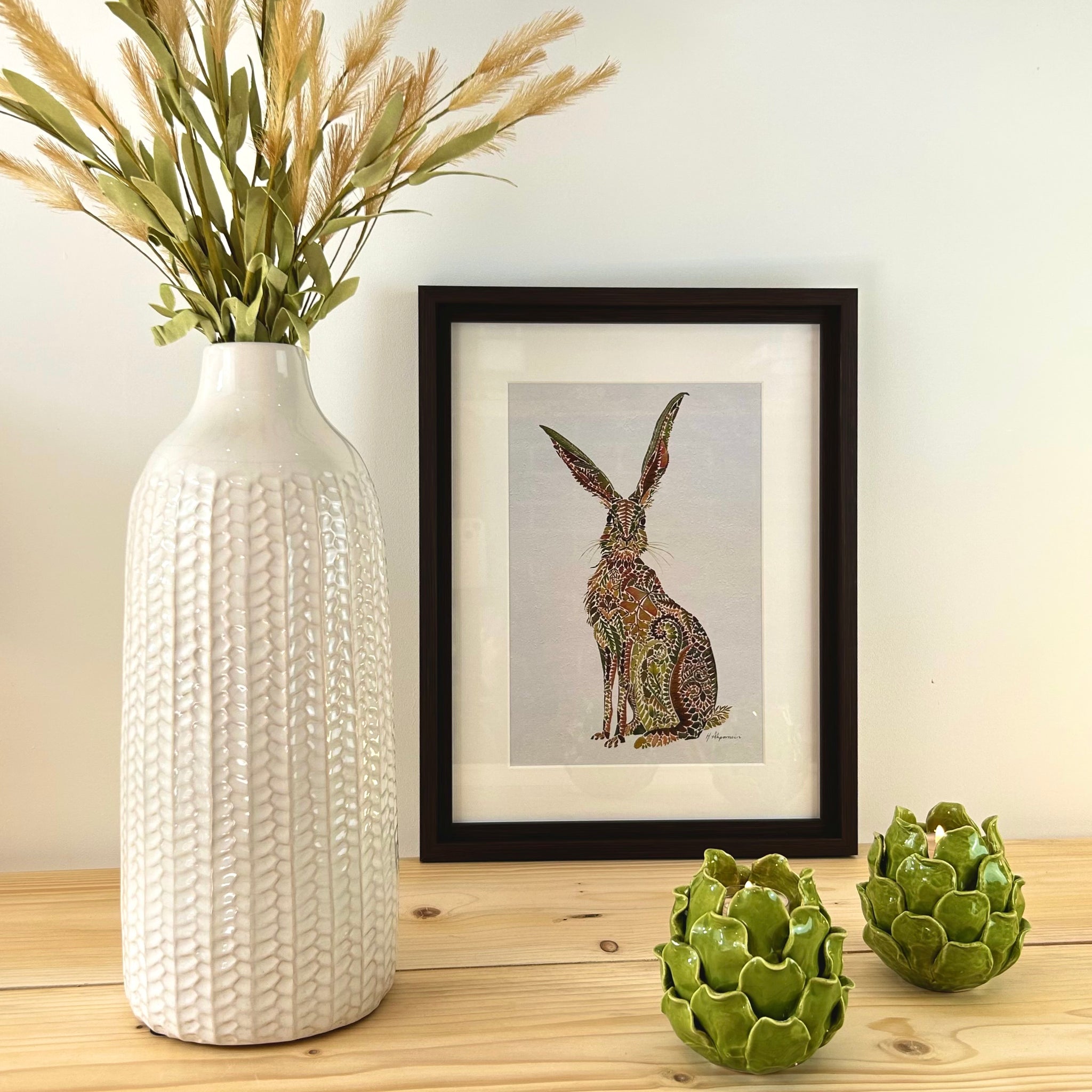 Hedgerow Sitting Hare Framed Print