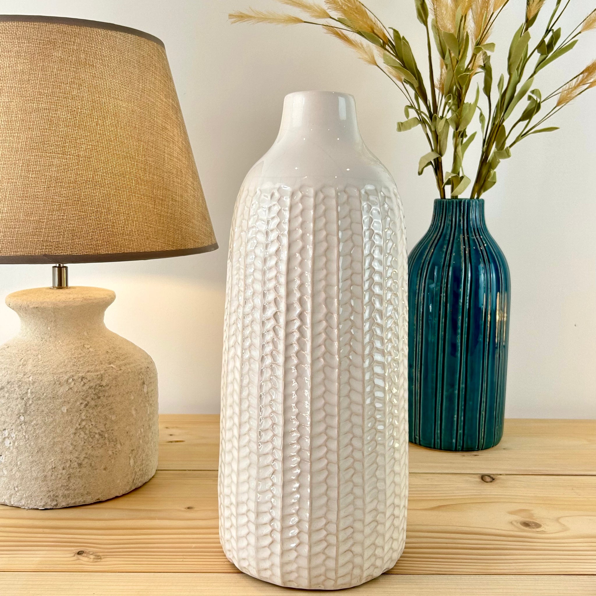 Off-White Herringbone Vase