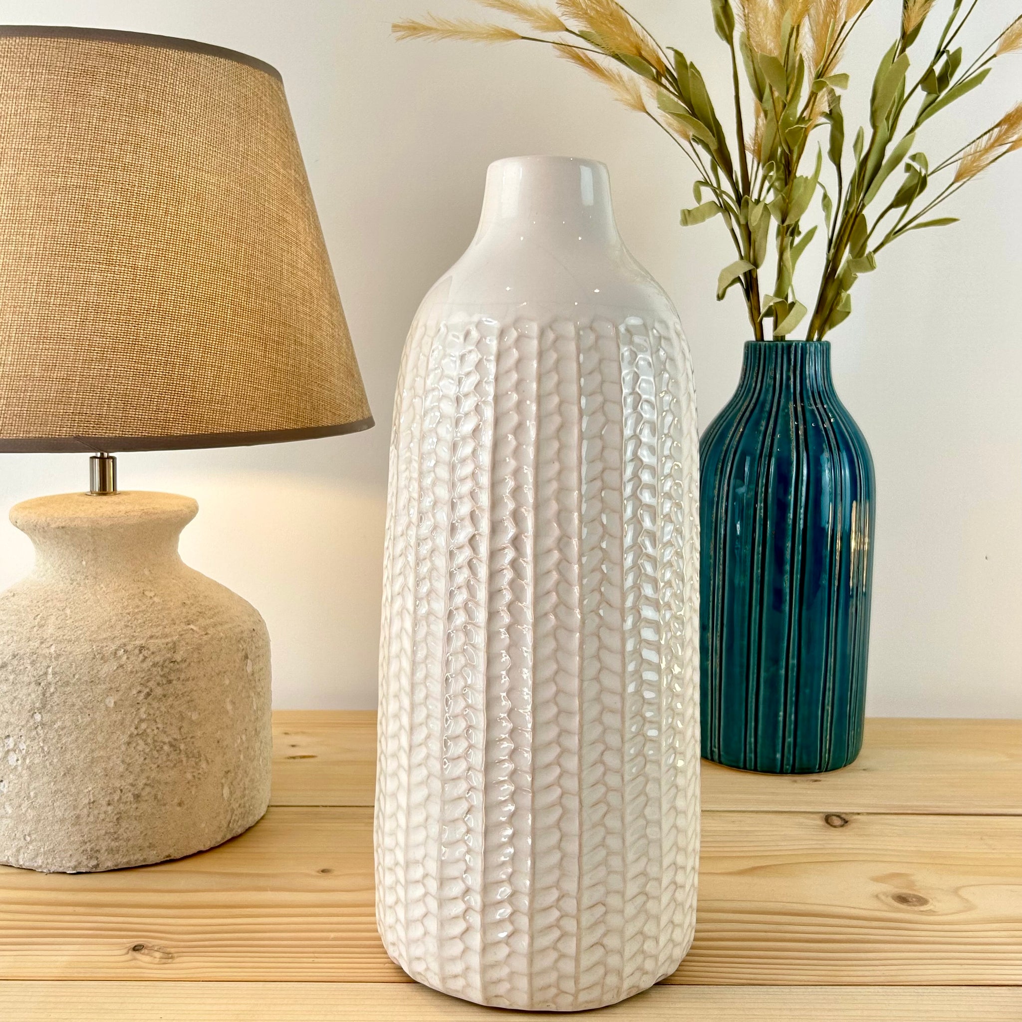 Green Herringbone Vase