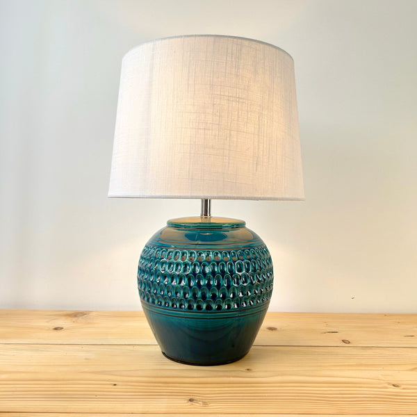 Denia Textured Ceramic Glaze Lamp with Shade