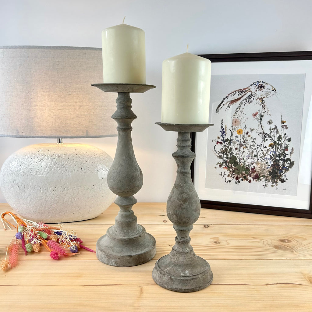 Metal Pillar Candle Holders Velvet Fern 