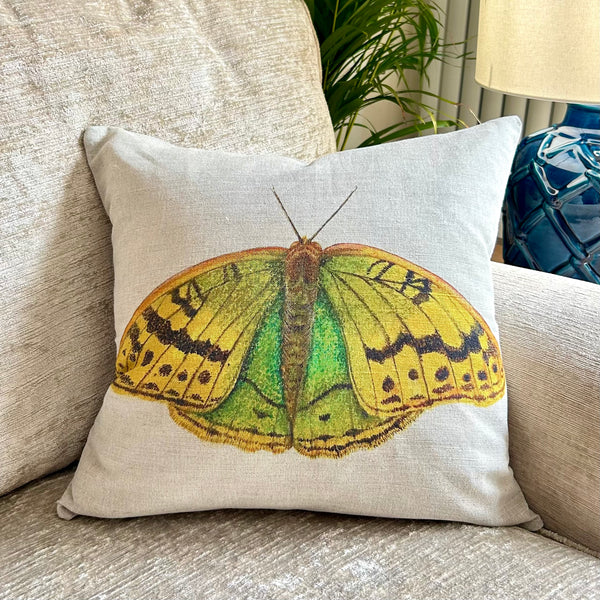 Linen Single Dragonfly Print Cushion