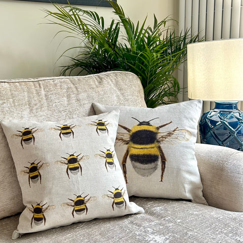 Linen Single Bee Print Cushion