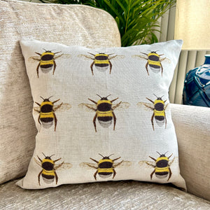 Linen Multiple Bee Print Cushion