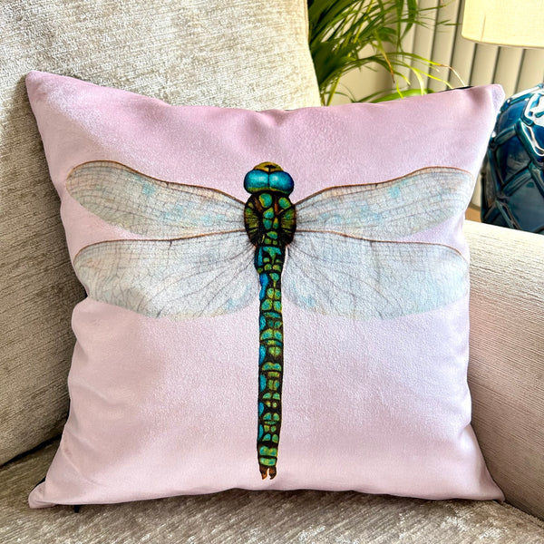 Velvet Dragonfly Cushion Soft Pink