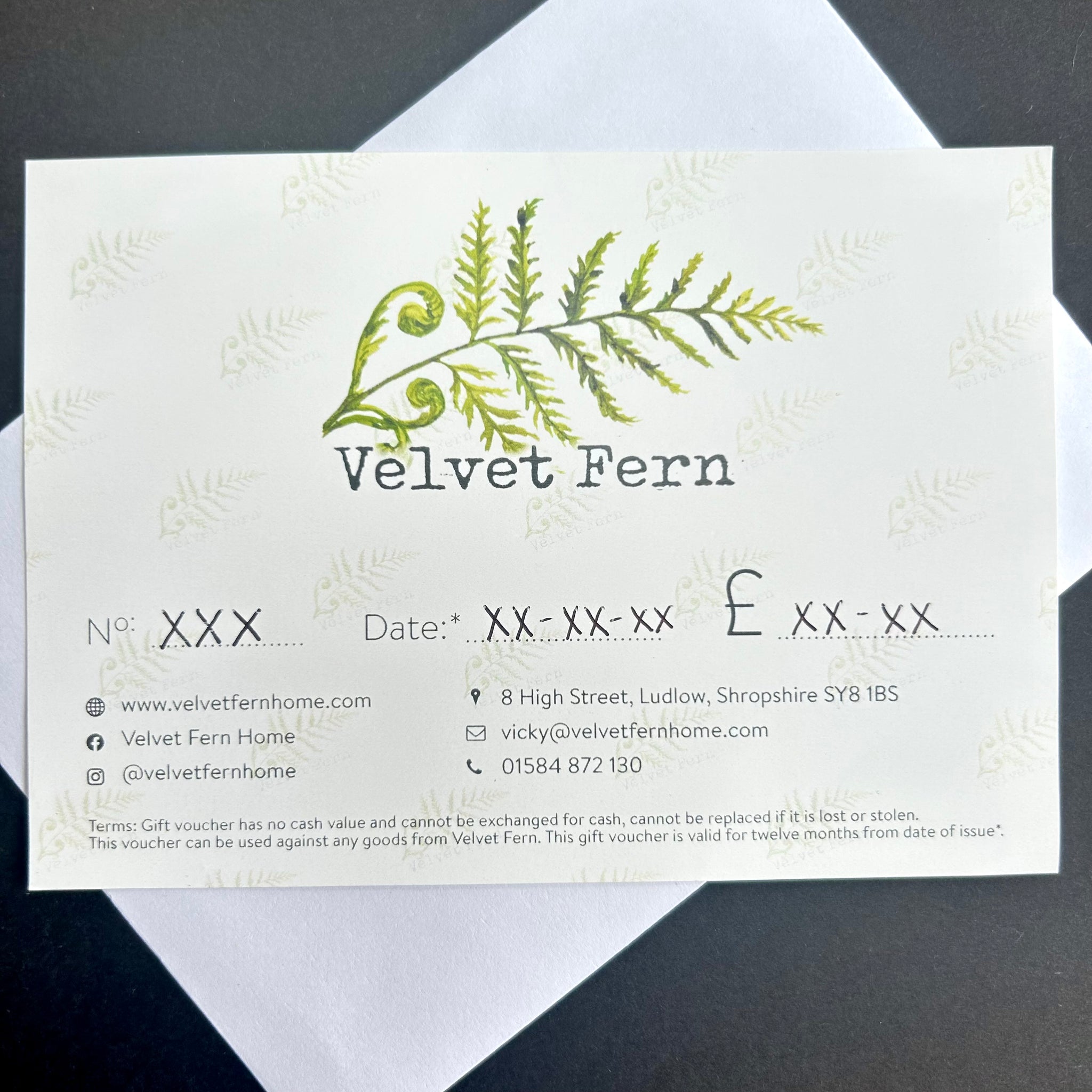Velvet Fern Gift Card, In Store Use Only