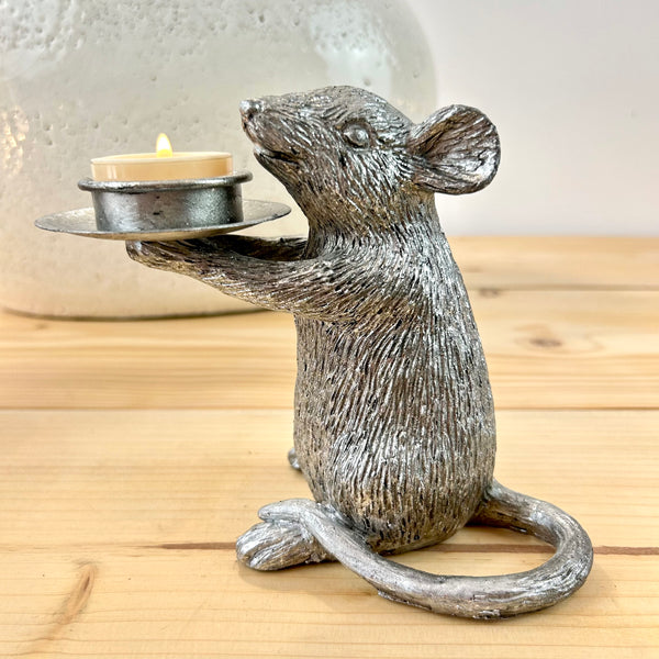 Silver Mice Candle Holder