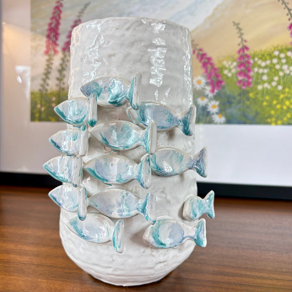 Ceramic 3D Relief Fish Vase