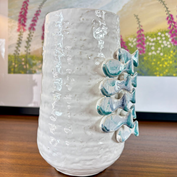 Ceramic 3D Relief Fish Vase