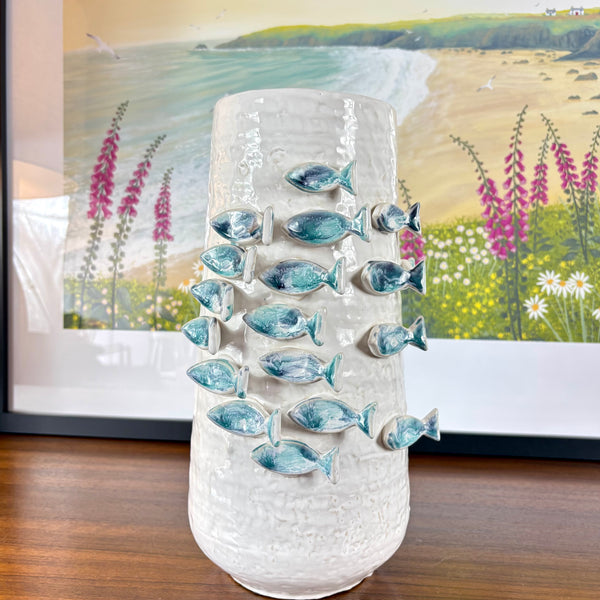 Ceramic 3D Relief Fish Vase