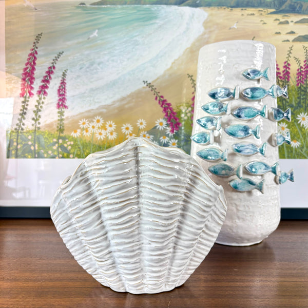Ceramic Clam Shell Vase