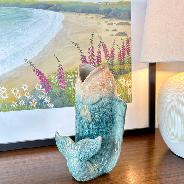 Two Tone Ceramic Fish Vase