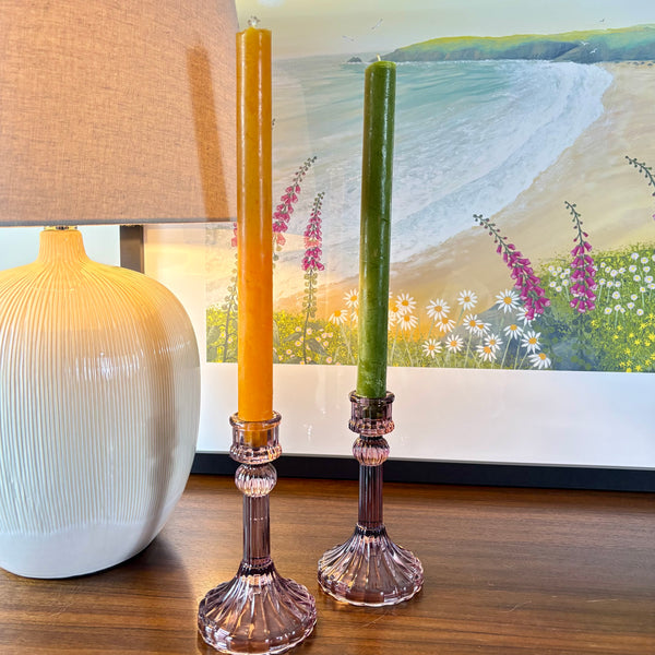 Blush Glass Candle Holder