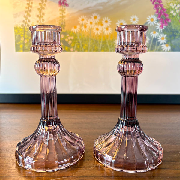Blush Glass Candle Holder