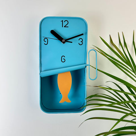 Blue Sardine Tin Clock