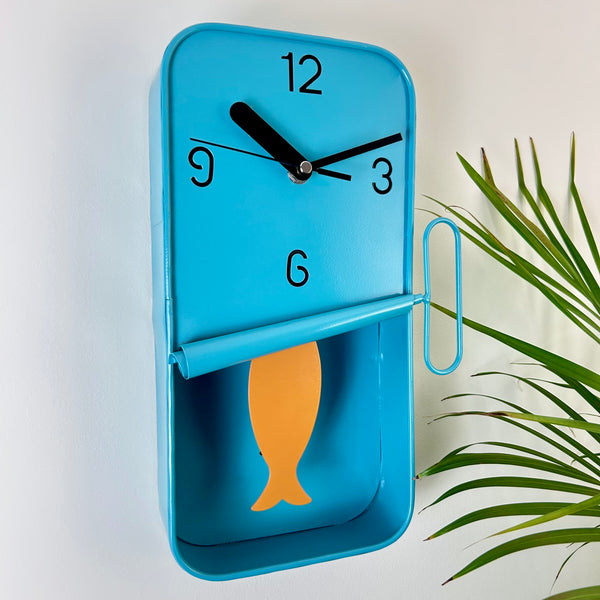 Blue Sardine Tin Clock