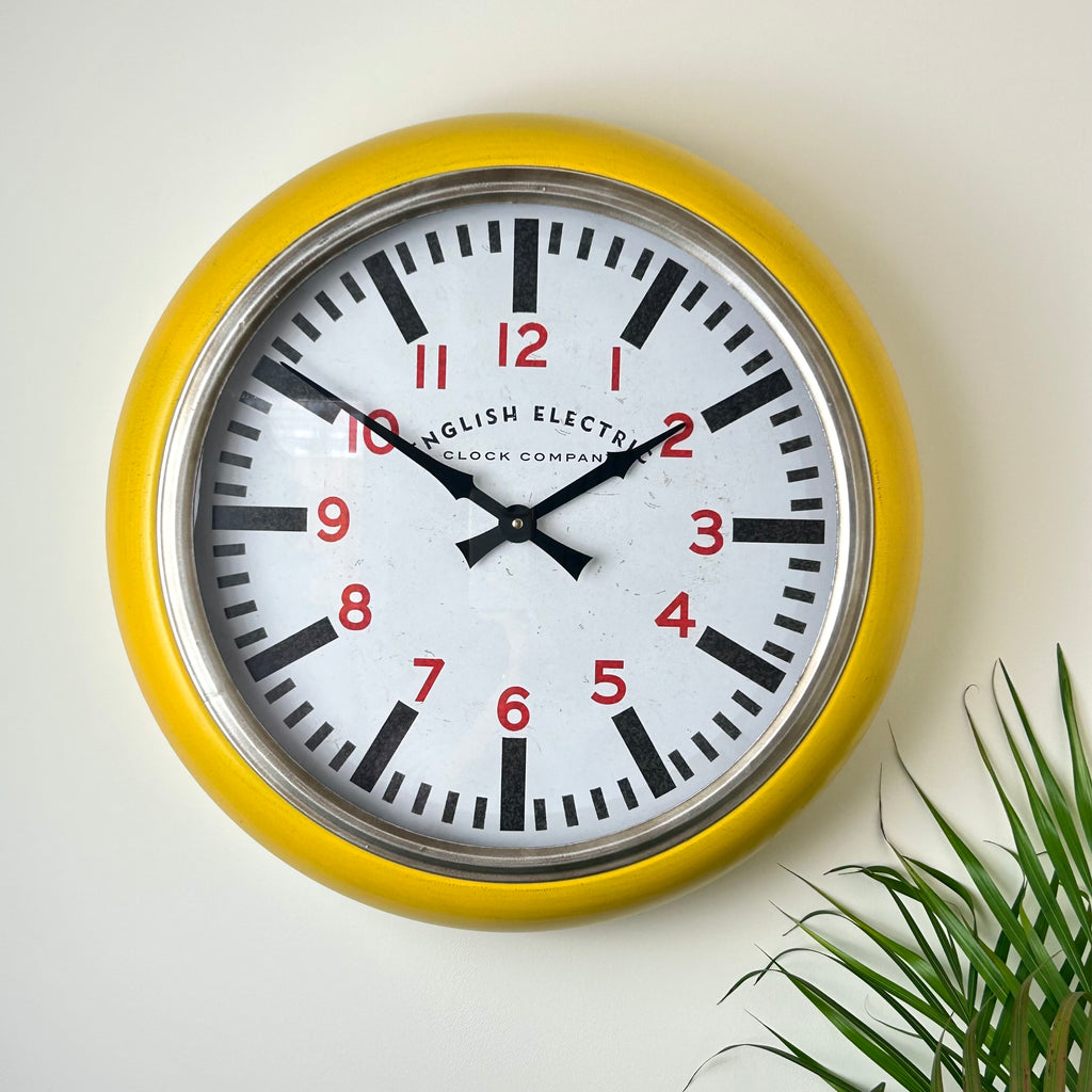 Yellow Wall Clock Velvet Fern