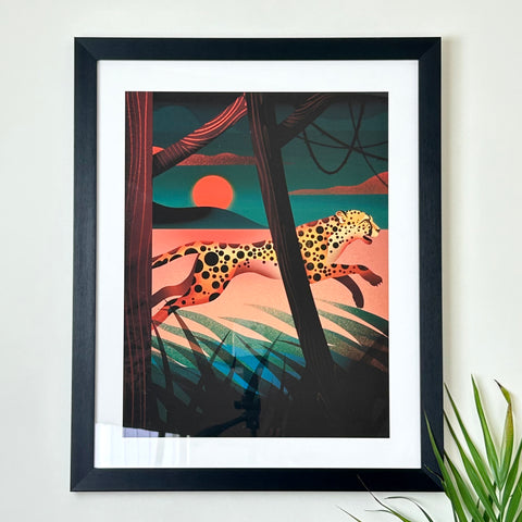 Sunset Cheetah Framed Print