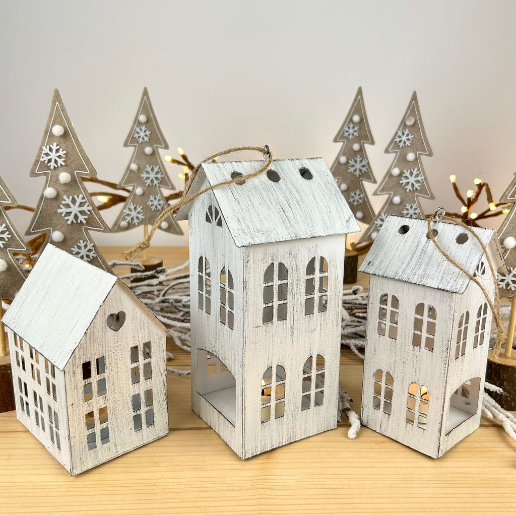 Metal House Tea Light Holders Velvet Fern