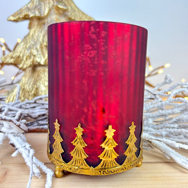 Christmas Tree Hurricane Candle Holder