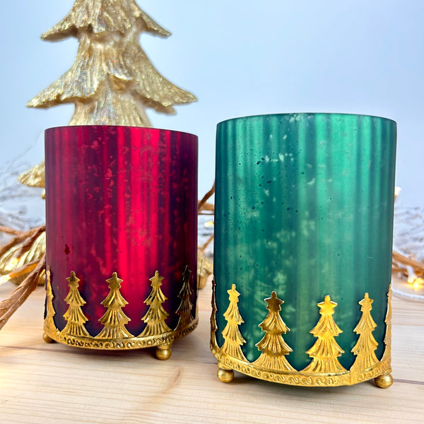 Christmas Tree Hurricane Candle Holder