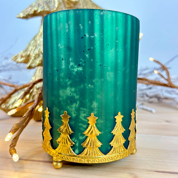 Christmas Tree Hurricane Candle Holder