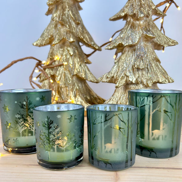 Frosted Christmas Candle Holders