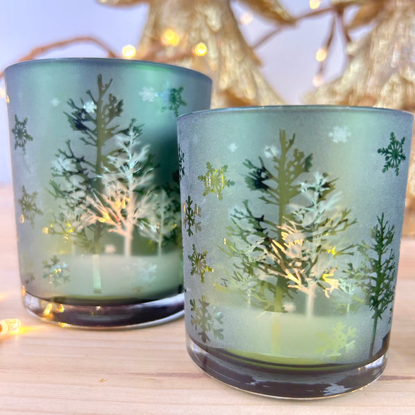 Frosted Christmas Candle Holders