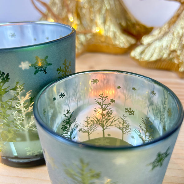 Frosted Christmas Candle Holders